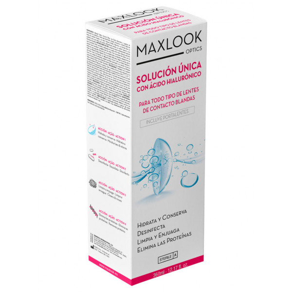 Maxlook Solución Única con Ácido Hialurónico Para Lentes de Contacto Blandas 360ml